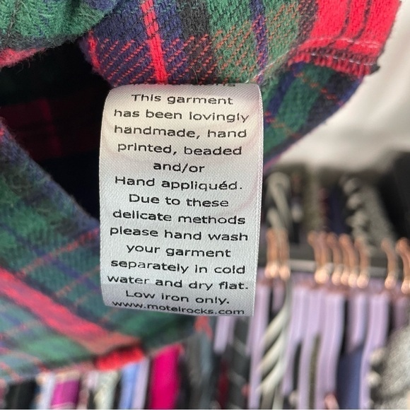 Vintage Motel Rocks Hand Beaded Plaid Skull Sleeveless Shacket - Picture 6 of 6